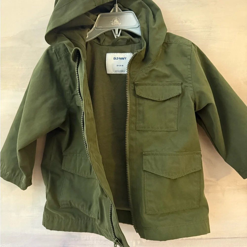 Olive Green Kids Utility Jacket with Hood‎